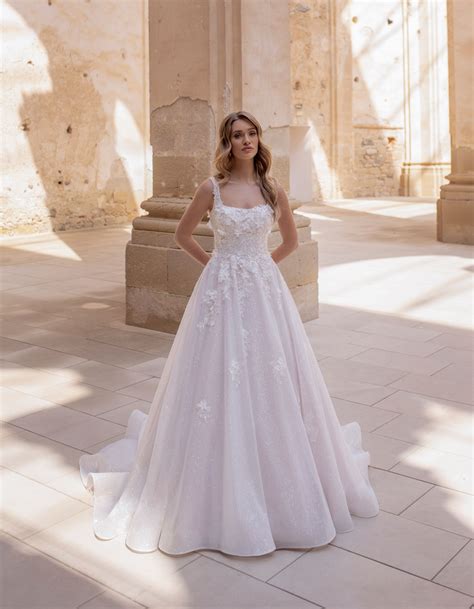Deia a modern glitter and 3D lace A-line - wed2b | wed2b