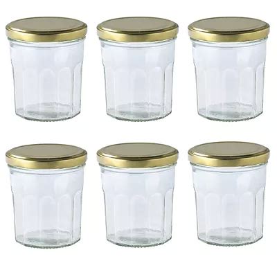 6 Faceted Small Glass Jam Jars & Lids 324ml | Lakeland