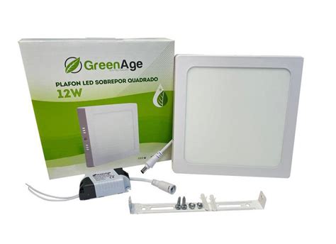 Plafon Led Sobrepor 12w Branco Neutro Quadrado Bivolt Green Age