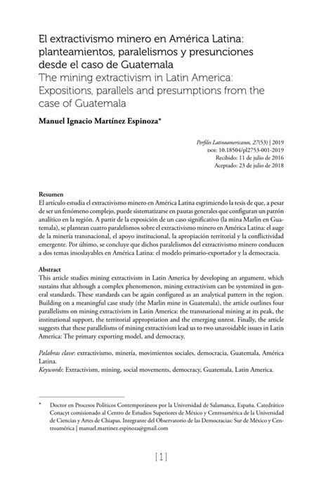 PDF El extractivismo minero en América Latina planteamientos paralelismos y presunciones