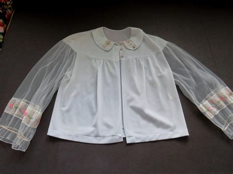 Pale Blue Bed Jacket By Luxite Size Small Lacey Blue Lounge Wear S Vintage Lingerie