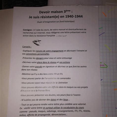 Bonjour jai un devoir maison à faire en histoire niveau troisième