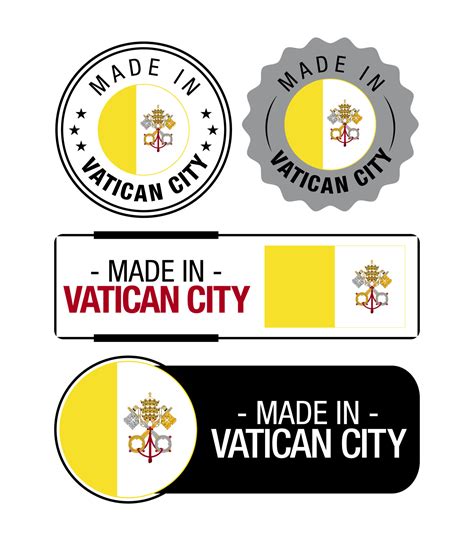 Set of Made in Vatican City labels, logo, Vatican City Flag, Vatican