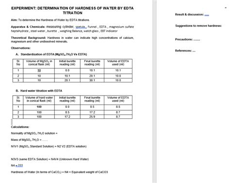 Solved Result & discussion: Suggestions to remove hardness: | Chegg.com