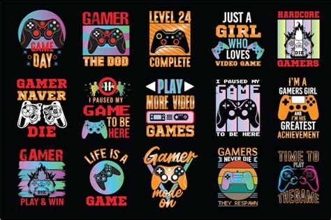 Conjunto De Dise Os De Camisetas De Juego Vector Premium