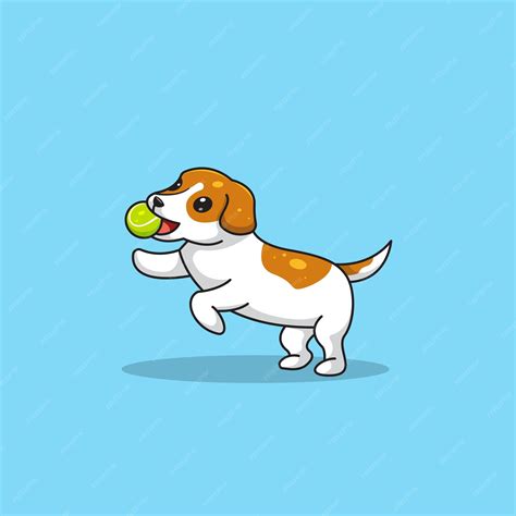 Premium Vector | Cute Dog playing fetch cartoon vector illustration