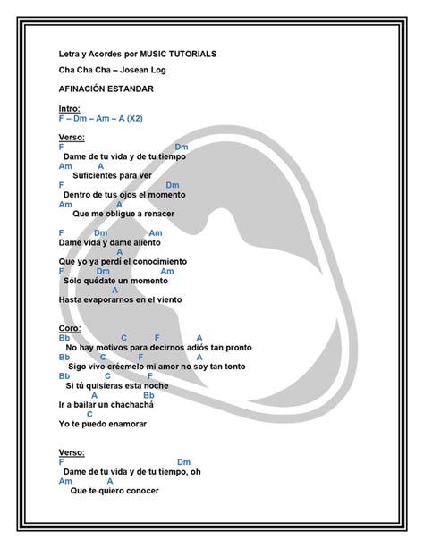 C Mo Tocar Cha Cha Cha De Josean Log En Guitarra Tutorial Pdf