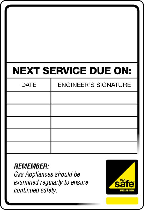 Gas Safe Boiler Service Stickers 95x65mm Labels Online