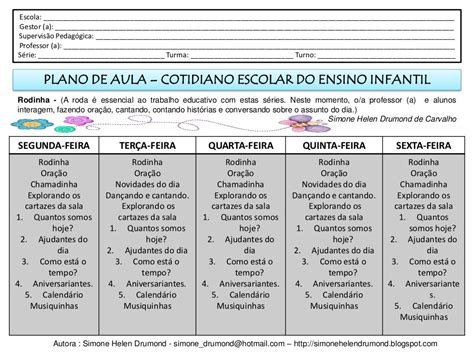 Exemplo De Planejamento De Aula Para Educação Infantil
