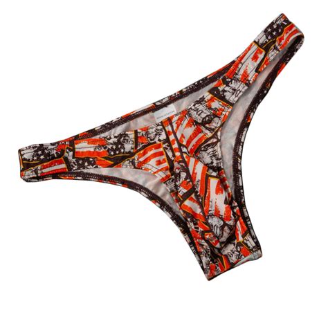 Tmoyzq Mens G String Thong Underwear Vintage Print Low Rise Bikini Briefs Breathable Soft