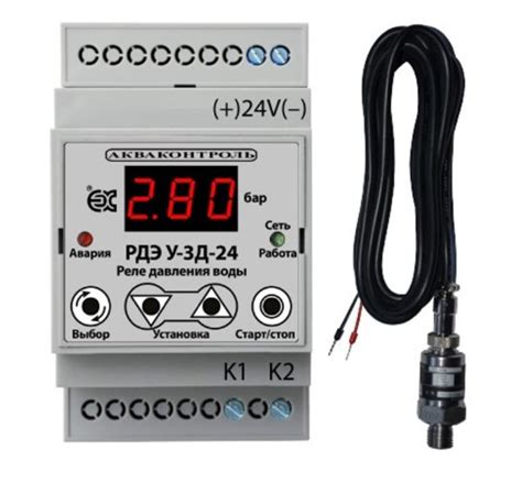 РДЭ У-3Д-24-0-2/3-10 Реле давления воды 24 В с выносным датчиком 4-20 ...