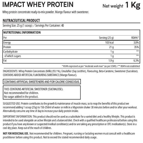 Myprotein Impact Whey Protein Mango Buy Myprotein Impact Whey