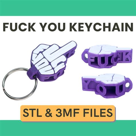 Middle Finger Keychain Fuck You Keychain Keyring STL File For