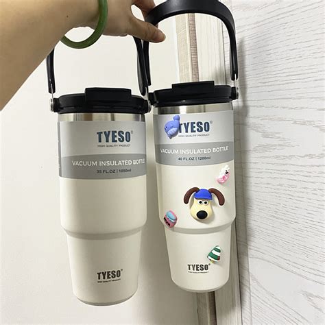 Original Tyeso Tumbler With Handle 750ML 900ML Hot Cold Thermos Cup 304 Stainless Steel Water