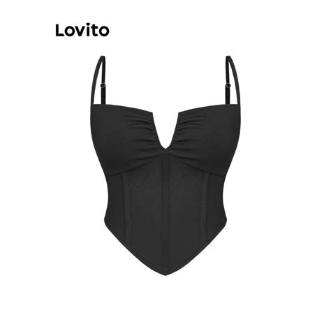 Lovito Regata Elegante Plissada Lisa Para Mulheres L Ad Shopee Brasil