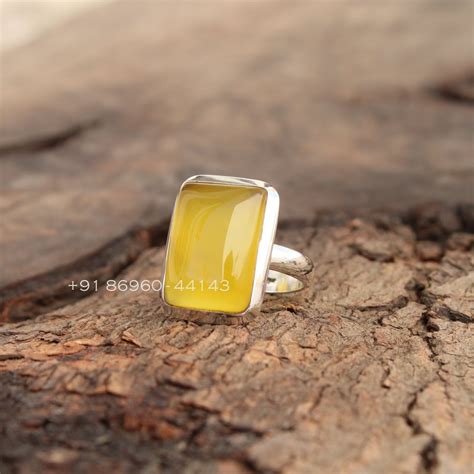 Female Handmade Yellow Onyx 925 Sterling Silver Rings For Women Weight