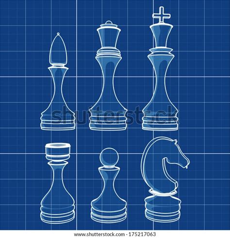 Complete Set Chess Pieces Cad Cartoon Stock Illustration 175217063