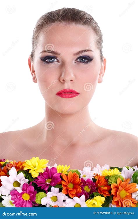 Naked Woman With Flowers Stock Photo Image Of Gentle 27520818