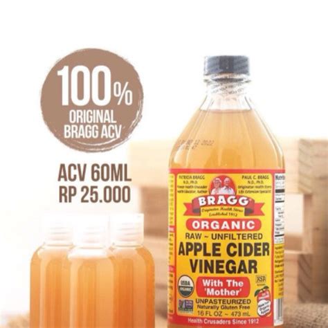 Jual BRAGG APPLE CIDER VINEGAR ORGANIC 100 PURE 60ml Cuka Apel