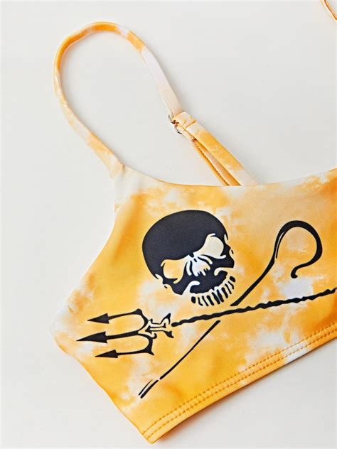Emmiol Free Shipping 2025 Gothic Punk Skull Print Bikini Set Yellow M In Bikini Sets Online