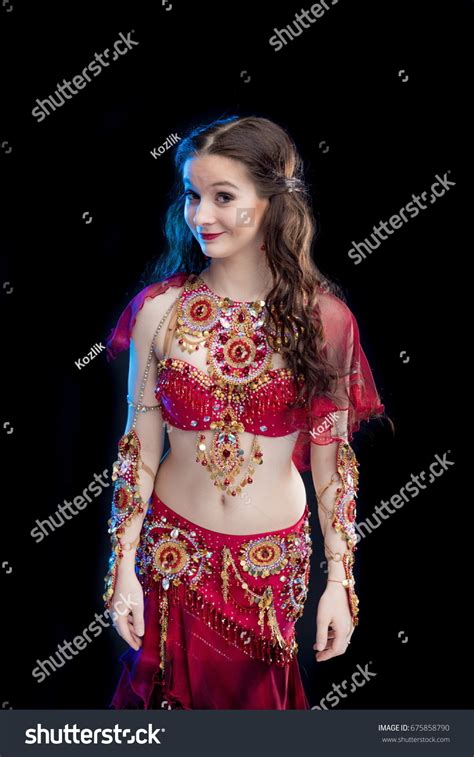 Dancer Brunette Girl Long Hair Red Stock Photo 675858790 Shutterstock