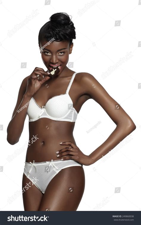 African Model Wearing White Lingerie Set Stock Photo Shutterstock