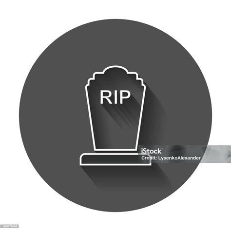Ikon Kuburan Halloween Dalam Gaya Garis Ilustrasi Vektor Batu Nisan