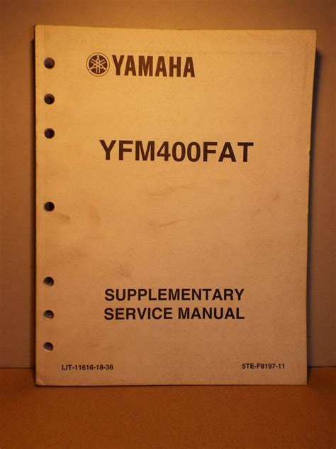 2004 Yamaha Yfm400fat Supplementary Service Manual Lit 11616 18 36 S196 Ebay