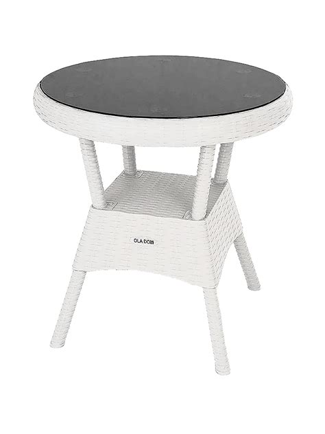 Стол садовый круглый Rattan Ola Dom 70x70x72 см пластик белый ️ купить ...