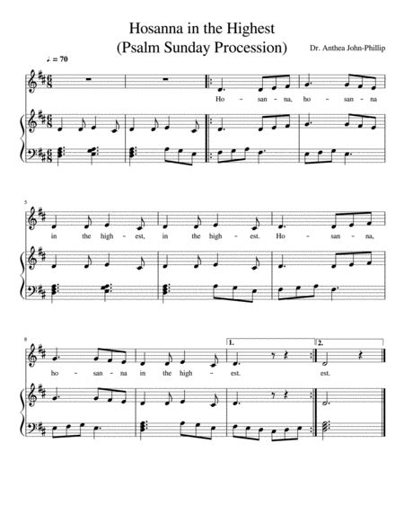 Hosanna In The Highest Unison Choir Digital Sheet Music Sheet