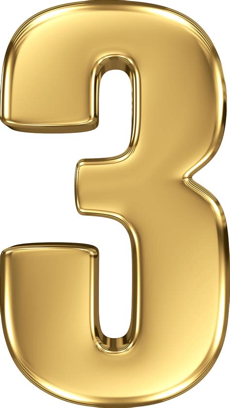 Número 3 Dorado Png Transparente Stickpng