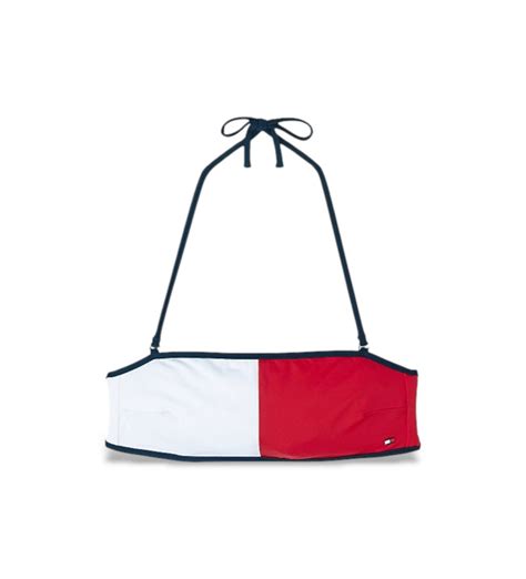 Tommy Hilfiger Bandeau Bikini Top White Red Esdemarca Store Fashion Footwear And Accessories