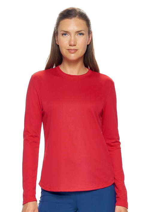 Expert Brand Usa Made Womens Oxymesh™ Athletic Long Sleeve Shirt Red