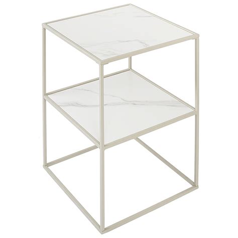 Журнальный столик со стеклянной столешницей и полкой бежевый Mayen ...