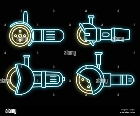 Electric Angle Grinder Icon Set Outline Set Of Electric Angle Grinder