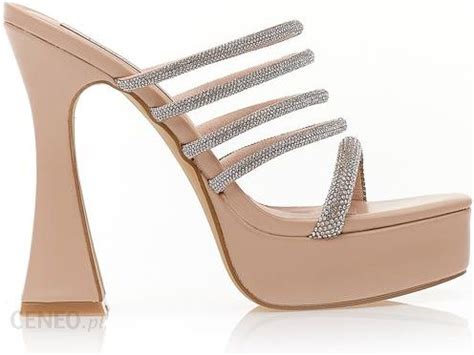 Sandały Mule Nude Z Ekoskóry Z Wieloma Paseczkami Z Kryształkami Ceny i opinie Ceneo pl
