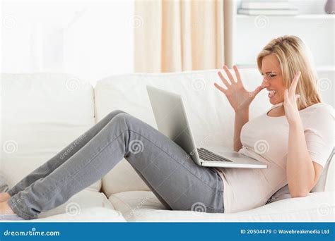 Unhappy Blonde Woman Having Trouble Stock Image Image Of Cute Casual 20504479