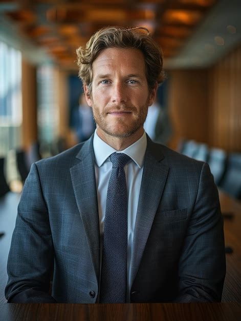 Premium Photo Man In Suit Sitting At Desk