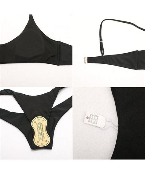 Womens Swimsuits Bikini Two Pieces Triangle Solid Swimwear Bathing Suit Black C O Tw I