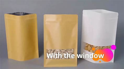 Ziplock Doypack Kraft Window Type White Kraft Paper Bag Food Grade