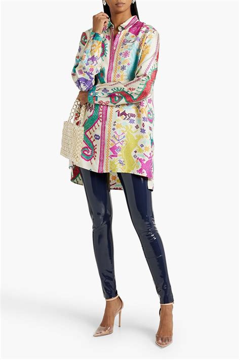 Etro Oversized Printed Silk Satin Twill Shirt Sale Up To 70 Off