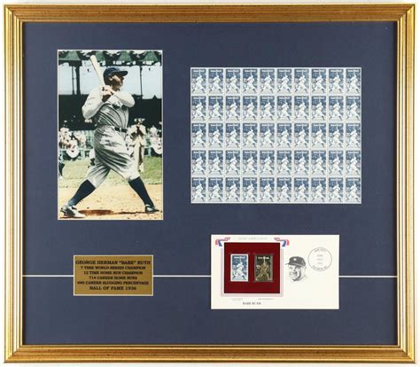 Babe Ruth Full Uncut U S Stamp Sheet Custom Framed Display With First Day Issue Cover