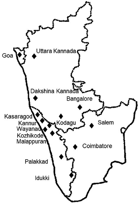 Map of South India showing the location of collection of the isolates ...