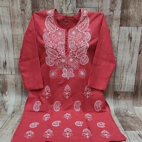 Cotton Chikankari Embroidered Kurti Festive Wear At Rs 250piece In