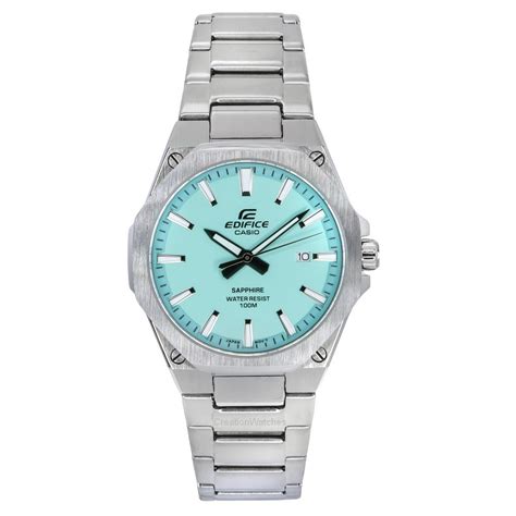 Casio Edifice Sapphire Crystal Analog Stainless Steel Turquoise Dial