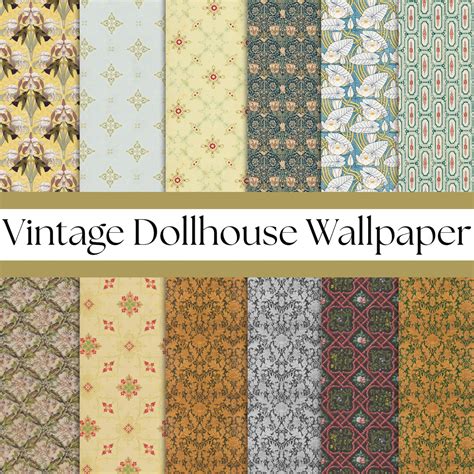 Vintage Wallpaper Printable Dollhouse Wallpaper Miniature Download Etsy