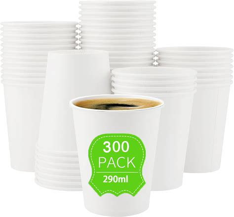 ZEONHEI 200 PCS 10oz Paper Coffee Cups Single Wall White Paper Cups