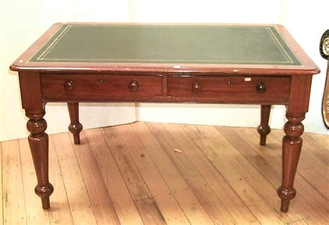 A Victorian Cedar Desk The Rounded Rectangular Tooled Leather