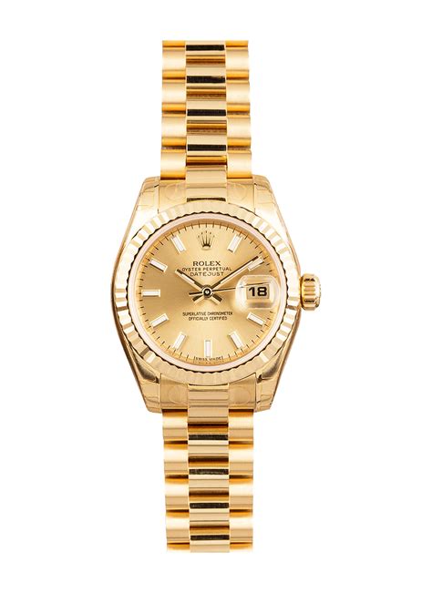 179178usedchampagnestickpresident Rolex Ladies President Yellow Gold With President Bracelet