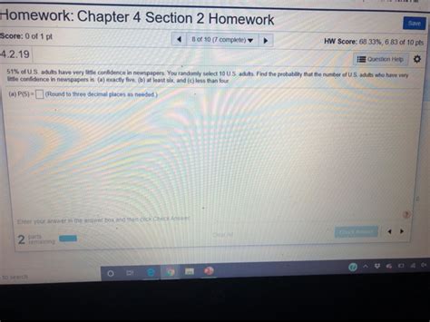 Solved Save Homework: Chapter 4 Section 2 Homework Score: 0 | Chegg.com